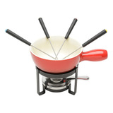 Aparelho De Fondue Queijo E Chocolate Cerâmica Ferro 8 Peças