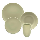 Aparelho De Jantar E Lanche 16 Peças Oxford Unni Oliva Cor Verde-musgo