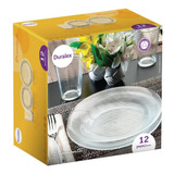 Aparelho De Jantar Vidro Marinex Duralex Diamante - Kit 12