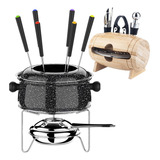 Aparelho Fondue Acessórios Vinho Queijo Carne 14 Pçs 950ml