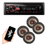 Aparelho Mp3 Automotivo Pioneer Usb Sd Bt + 4 Auto Falantes