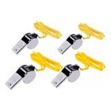 Apito De Metal Profissional Com Cordão - 4 Unidades