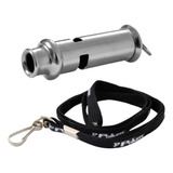 Apito Mesário Em Metal Cromado Com Cordão E Mosquetão Poker