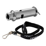 Apito Mesário Futsal Metal Cromado Com Cordão E Mosquetão