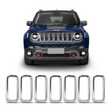 Aplique Aro Moldura Cromado Grade Jeep Renegade 2019 A 2021