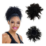 Aplique Coque Cacheado Orgânico Afro Puff Fácil Aplicar Clip Cor Preto