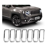Aplique Cromado Aro Grade Jeep Renegade 2019 2020 7 Peças