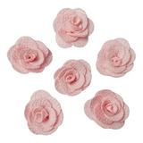 Aplique Laços Flor De Tecido Poliéster 3cm 10 Unidades Rosa