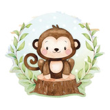 Aplique Papel Decoup Mdf Safari Macaco
