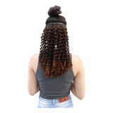 Aplique Tic Tac Com Cabelo Cacheado Identico Ao Humano 150gr Cor Preto Com Californiana Acobreado T1b-30