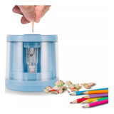 Apontador De Mesa Elétrico Pilha Automático Escolar Cor Azul
