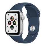 Apple Watch Se (gps, 40mm) - Caixa De Alumínio Galactic Silver - Pulseira Esportiva Azul-abissal
