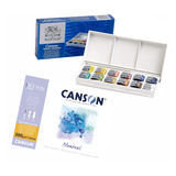 Aquarela Cotman Winsor Newton Pastilha Bloco Papel Montval