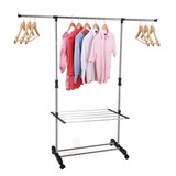 Arara De Roupas Dupla Regulável Com Sapateira Aço Inox 01-5