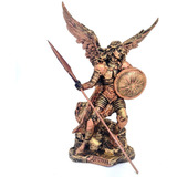Arcanjo Anjo Rafael Lança E Escudo 23cm Resina Premium Lindo