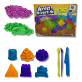 Areia Mágica Colorida Massa Moldar Cinética Infantil + Forma