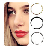 Argola Piercing Brinco Falso Fino Nariz Pressão Kit3 Peças