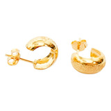 Argola Texturizada - Banhada A Ouro 18k 100% Livre D Níquel.