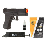Arma Airsoft Pistola Spring Glock V307 + Bbs + Loader + Óleo