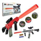 Arma Brinquedo Fuzil Lança Dardos Silenciador Nerf Mira