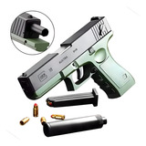 Arma Glock Pistola Longo Alcance Brinquedo Infantil Capsulas