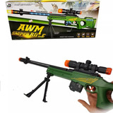 Arma Metralhadora De Brinquedo Awm Sniper  Fire Som E Luz