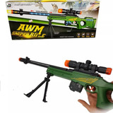 Arma Metralhadora De Brinquedo Awm Sniper Fire Som E Luz