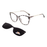 Armação De Óculos P Grau Clip On Blogueira Polarizado Uv-400