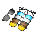 Armação Oculos 6 Em 1 Grau Sol 5 Clip On Unissex