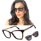 Armação Oculos Grau Feminino M.thomaz Clip On Solar Premium