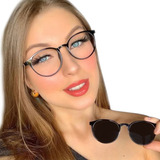 Armação Óculos Grau Solar Clipon Redondo Feminino Blogueiras