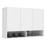 Armário 3 Portas Milão Aereo Multiuso Para Cozinha Despensa Cor Branco - Beauty Móveis