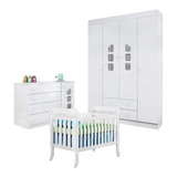 Armário 4 Portas 100% Mdf Com Comoda E Berço Phoenix Baby