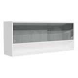 Armário Aéreo 120cm 2 Portas Vidro Neutral 1 Nicho Madesa B Cor Branco