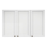 Armário Aéreo Unna Triplo Multiuso Compacto Para Cozinha Com 3 Portas E Prateleira Cor Branco