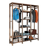 Armário Closet Aberto Em Madeira C/ Cabideiro Para Roupas