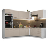 Armário Cozinha Completa Canto 479cm Madesa Agata 01 Bc Cor Branco/crema