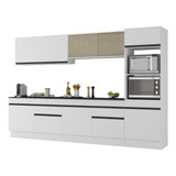 Armário Cozinha Completa Rodapé 5 Pç Mp2175 Made Multimóveis Cor Branco/preto