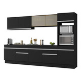 Armário Cozinha Completa Rodapé 5 Pç Mp2175 Made Multimóveis Cor Preto/branco