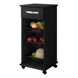 Armario Cozinha Decorativo Fruteira Casa Suporte Galão Água Cor Preto Fosco/cestos Pretos