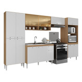 Armário De Cozinha Completa 5 Pçs Paris Multimóveis Mp2221 Cor Rustic/branco