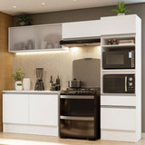 Armário De Cozinha Completa Modulada Com Balcão Para Cooktop 260cm Branco Madesa Topazio 01 Grtp26000109