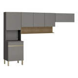 Armário De Cozinha Modulada 3 Peças Lina11 K02 Gris/freijó