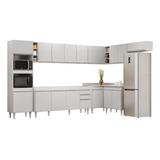 Armário De Cozinha Modulada De Canto 9 Peças Balcão Branco