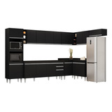 Armário De Cozinha Modulada De Canto 9 Peças Balcão Preto