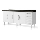 Armário Gabinete P/ Pia Aço 2.00m 4 Gavetas Ideal - Marroart