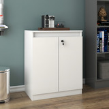 Armário Para Escritório Baixo 2 Portas Com Chave Me4149 Cor Branco