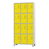 Armario Roupeiro De Aço 12 Portas Academia Amarelo Chapa 26