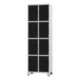 Armario Roupeiro De Aço 8 Portas Academia Preto Chapa 26