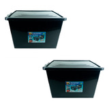 Arqplast Kit 2 Caixas Organizadoras 56 Litros Tampa E Trava Preta